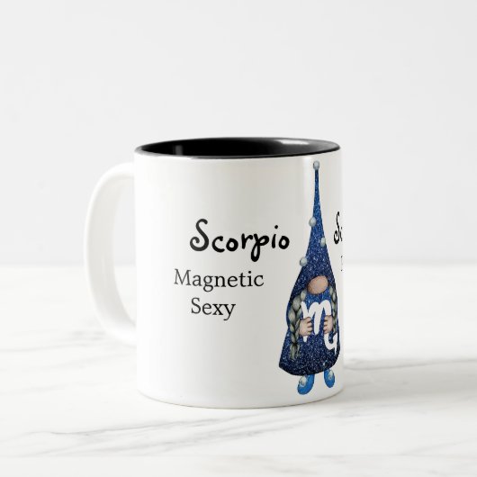 Niedlich Scorpio Gnome Zodiac Zeichen Zweifarbige Tasse (Vorderseite Links)