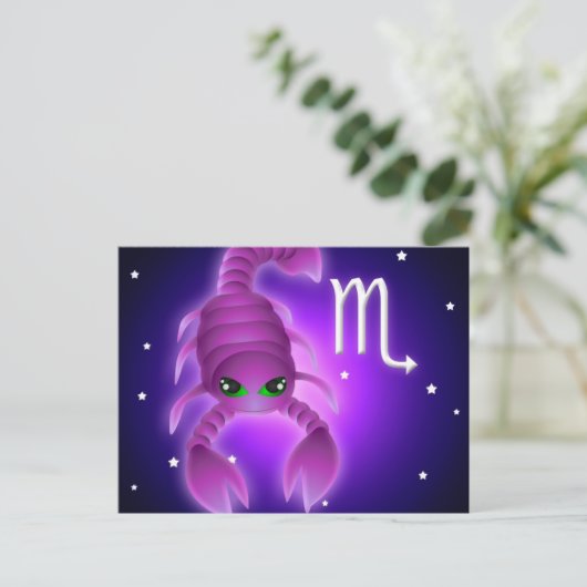 Niedlich Scorpio Zodiac Postkarte (Stehend Vorderseite)