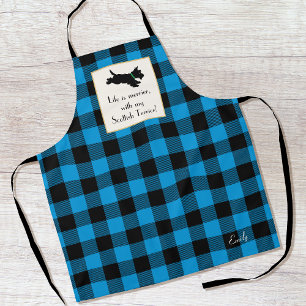 Niedlich Scottie Dog Buffalo Kariert Blue Schürze