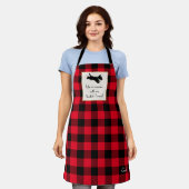 Niedlich Scottie Dog Buffalo Kariert Red Schürze (Getragen)