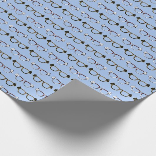 Niedlich Scottie Dog Eyeglass Pattern Geschenkpapier (Ecke)