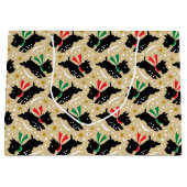 Niedlich Scottie Dog Fun Snow Retro Muster Gold Große Geschenktüte (Vorderseite)