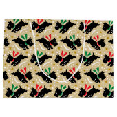 Niedlich Scottie Dog Fun Snow Retro Muster Gold Große Geschenktüte (Rückseite)