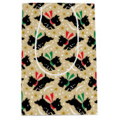 Niedlich Scottie Dog Fun Snow Retro Muster Gold Mittlere Geschenktüte (Vorderseite)