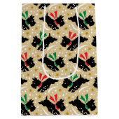 Niedlich Scottie Dog Fun Snow Retro Muster Gold Mittlere Geschenktüte (Rückseite)