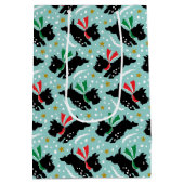 Niedlich Scottie Dog Fun Snow Retro Muster Minze Mittlere Geschenktüte (Rückseite)