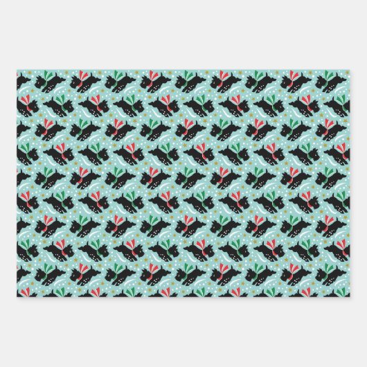 Niedlich Scottie Dog Fun Snow Retro Muster Set Geschenkpapier Set (Vorderseite 2)
