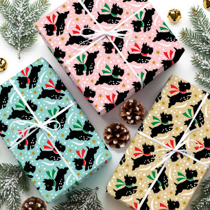Niedlich Scottie Dog Fun Snow Retro Muster Set Geschenkpapier Set