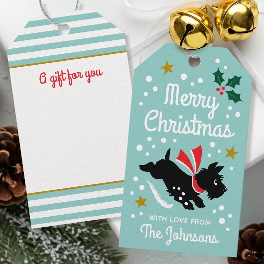 Niedlich Scottie Dog Weihnachts-Individuelle Name  Geschenkanhänger