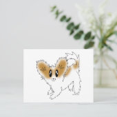 Niedlich Scruffy Papillon Puppy Dog Postkarte (Stehend Vorderseite)
