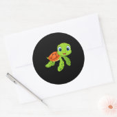 Niedlich Sea Baby Turtle-Geschenk Runder Aufkleber (Umschlag)