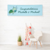 Niedlich Sea Turtle Baby Shower Kawaii Blue Boy Banner (Insitu)