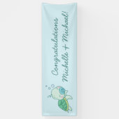Niedlich Sea Turtle Baby Shower Kawaii Blue Boy Banner (Vertikal)