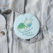 Niedlich Sea Turtle Baby Shower Kawaii Blue Boy Button (Beispiel)
