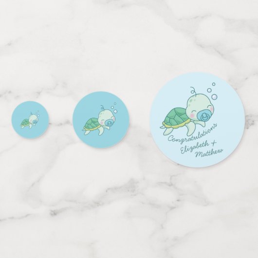 Niedlich Sea Turtle Baby Shower Kawaii Blue Boy Konfetti (Vorderseiten)