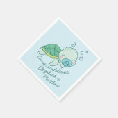 Niedlich Sea Turtle Baby Shower Kawaii Blue Boy Serviette (Ecke)