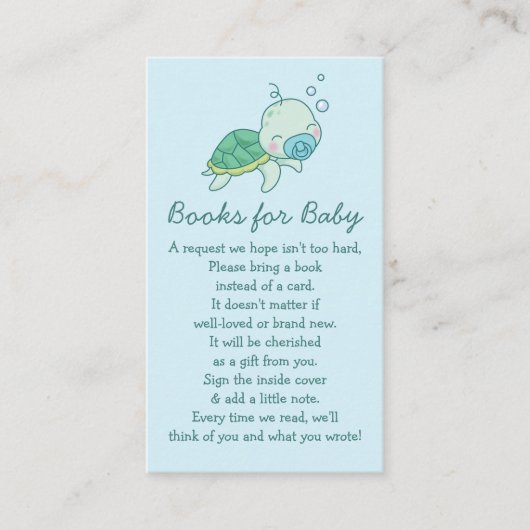 Niedlich Sea Turtle Baby Shower Kawaii Book Blue B Begleitkarte (Vorderseite)