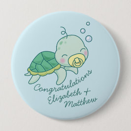 Niedlich Sea Turtle Baby Shower Kawaii Button