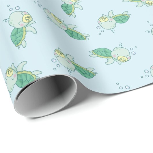 Niedlich Sea Turtle Baby Shower Kawaii Geschenkpapier (Rolleneckpunkt)
