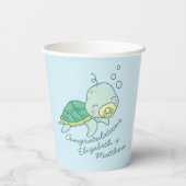 Niedlich Sea Turtle Baby Shower Kawaii Pappbecher (Rückseite)