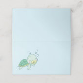 Niedlich Sea Turtle Baby Shower Kawaii Platzkarte (Außenseite Aufgefaltet)