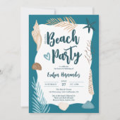 Niedlich Seashells Palmenblatt Beach Party Sweet 1 Einladung (Vorderseite)