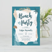 Niedlich Seashells Palmenblatt Beach Party Sweet 1 Einladung (Stehend Vorderseite)