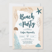 Niedlich Seashells Palmenblatt Beach Party Sweet 1 Einladung (Vorderseite)