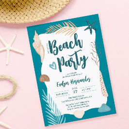 Niedlich Seashells Palmenblatt Beach Party Sweet 1 Einladung