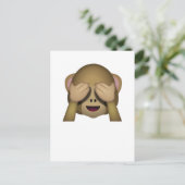 Niedlich See No Evil Monkey Emoji Postkarte (Stehend Vorderseite)