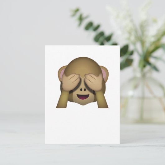 Niedlich See No Evil Monkey Emoji Postkarte (Stehend Vorderseite)