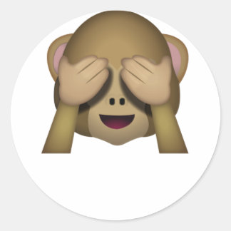 Niedlich See No Evil Monkey Emoji Runder Aufkleber