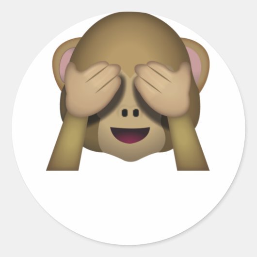 Niedlich See No Evil Monkey Emoji Runder Aufkleber (Vorderseite)