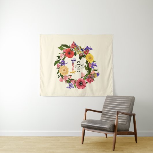 Niedlich Seien Sie nett zu sich selbst Liebe Blume Wandteppich (Beispiel (Horizontal))