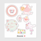 Niedlich sein Girl Pink Baby Stickers Aufkleber (Blatt)