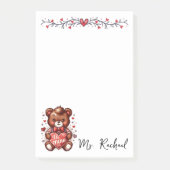 Niedlich sein Mine Bear Valentine Personalisiert Post-it Klebezettel (Vorderseite)