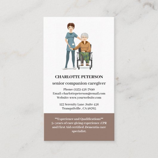 Niedlich Senior Companion oder Senioren Visitenkarte (Vorderseite)