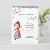 Niedlich Sevillana Dancer Spanish Baby Dusche Einladung (Stehend Vorderseite)