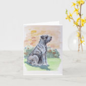 Niedlich Shaggy Hund Grüße Karte (Gelbe Blume)