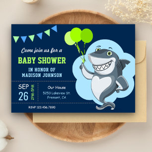 Niedlich Shark Baby Dusche Einladung
