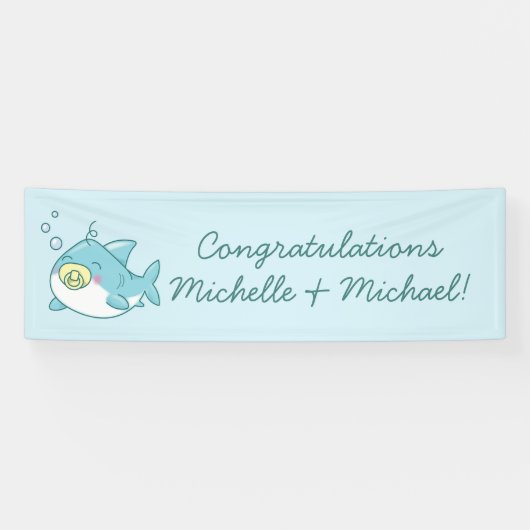Niedlich Shark Baby Shower Kawaii Banner (Horizontal)