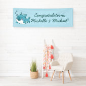 Niedlich Shark Baby Shower Kawaii Blue Boy Banner (Insitu)