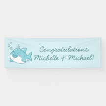 Niedlich Shark Baby Shower Kawaii Blue Boy