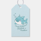 Niedlich Shark Baby Shower Kawaii Blue Boy Geschenkanhänger (Vorderseite)