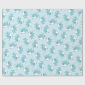 Niedlich Shark Baby Shower Kawaii Blue Boy Geschenkpapier (Flach)