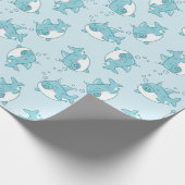 Niedlich Shark Baby Shower Kawaii Blue Boy Geschenkpapier (Ecke)