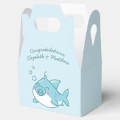 Niedlich Shark Baby Shower Kawaii Blue Boy Geschenkschachtel (Geöffnet)