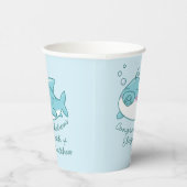 Niedlich Shark Baby Shower Kawaii Blue Boy Pappbecher (Rechts)