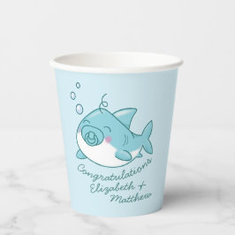 Niedlich Shark Baby Shower Kawaii Blue Boy Pappbecher