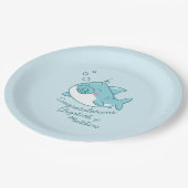 Niedlich Shark Baby Shower Kawaii Blue Boy Pappteller (Schrägansicht)